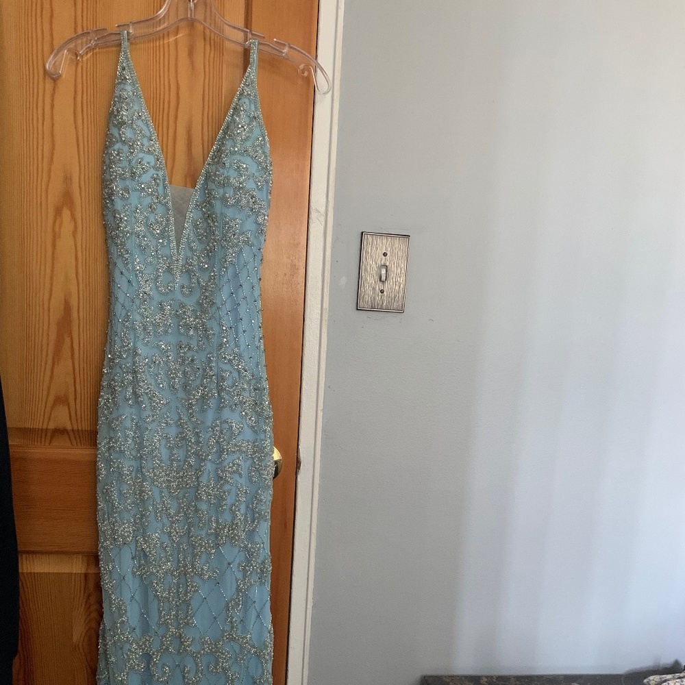 prom gown or wedding gown light blue with stones
